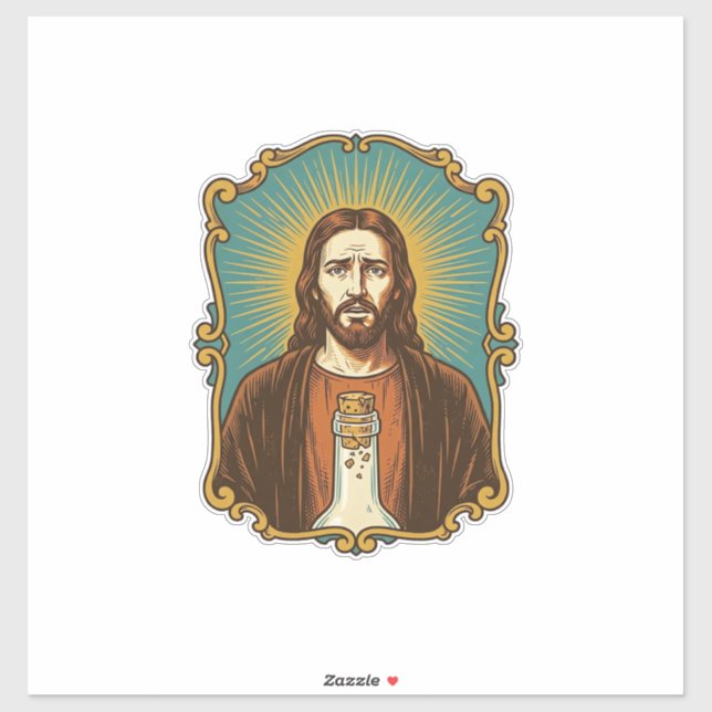 Jesus Broken Wine Cork Stuck Bottle Sommelier Part (Sheet)