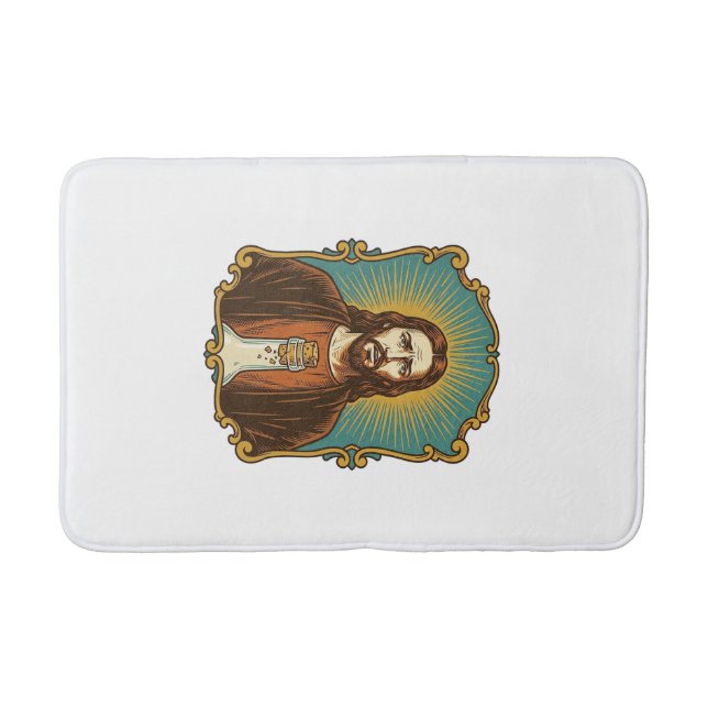 Jesus Broken Wine Cork Stuck Bottle Sommelier Part Bath Mat (Front)