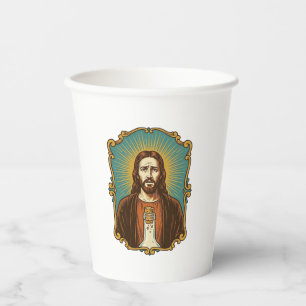 Jesus Broken Wine Cork Stuck Bottle Sommelier Part Paper Cups