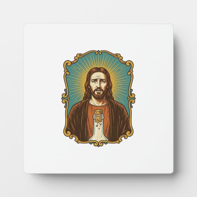 Jesus Broken Wine Cork Stuck Bottle Sommelier Part Plaque (Front)