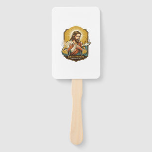 Jesus Burned Finger Taking Plate Out Microwave Kit Hand Fan