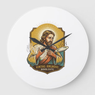 Jesus Burned Finger Taking Plate Out Microwave Kit Large Clock