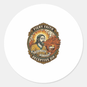 Jesus Burning Mouth Super Spicy Party Dip Humor_1 Classic Round Sticker