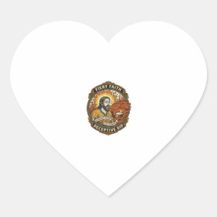 Jesus Burning Mouth Super Spicy Party Dip Humor_1 Heart Sticker