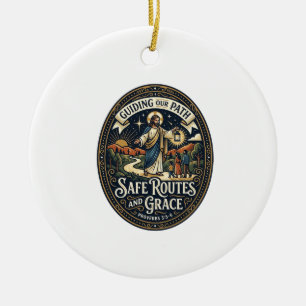 Jesus Bus Driver Transit Worker Shirt Faith Based Ceramic Tree Decoration
