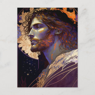 Jesus by Mucha AI Generated Art Postcard