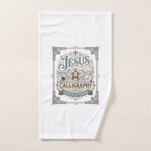 Jesus Calligraphy Sacred Lettering Jesus Calligrap Hand Towel
