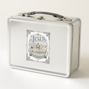 Jesus Calligraphy Sacred Lettering Jesus Calligrap Metal Lunch Box
