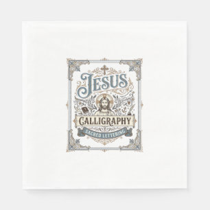 Jesus Calligraphy Sacred Lettering Jesus Calligrap Napkin