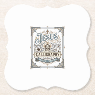 Jesus Calligraphy Sacred Lettering Jesus Calligrap Paper Coaster