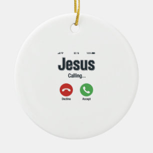 Jesus Calling Phone Screen Christian Shirt Design_ Ceramic Tree Decoration