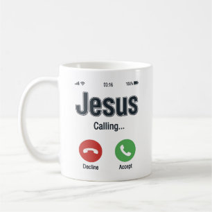 Jesus Calling Phone Screen Christian Shirt Design_ Coffee Mug