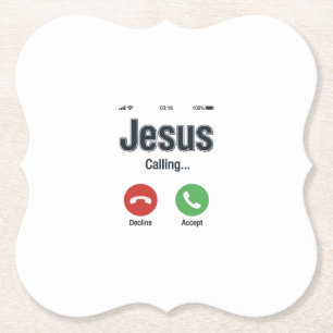 Jesus Calling Phone Screen Christian Shirt Design_ Paper Coaster