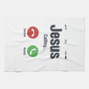 Jesus Calling Phone Screen Christian Shirt Design_ Tea Towel