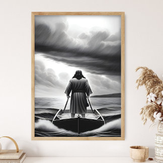 Jesus Calms Storm, Hush Be Still, Jesus Art, Bible Poster