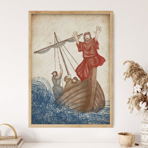 Jesus Calms the Storm_ Mark 4_35-41 _ Scripture Wa Poster