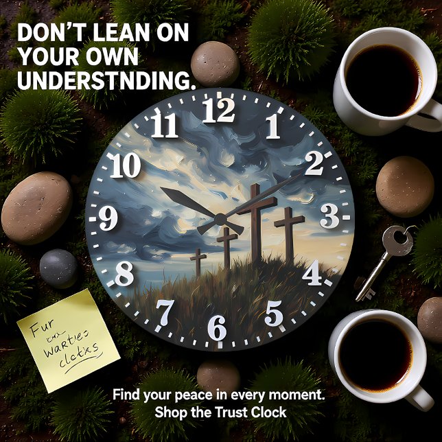 Jesus Calvary Sunset Impasto Large Clock (Creator Uploaded)