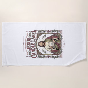 Jesus Candle Label Jesus Candle Christian Faith Vi Beach Towel