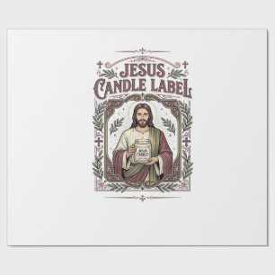 Jesus Candle Label Jesus Candle Christian Faith Vi Wrapping Paper