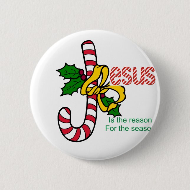 Jesus Candy Cane 6 Cm Round Badge (Front)