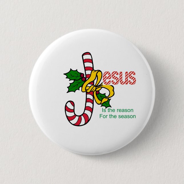 Jesus Candy Cane 6 Cm Round Badge (Front)