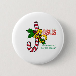 Jesus Candy Cane 6 Cm Round Badge