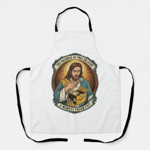 Jesus Cardboard Box Paper Cut Finger Pain Humor_1 Apron