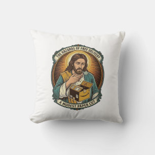 Jesus Cardboard Box Paper Cut Finger Pain Humor_1 Cushion