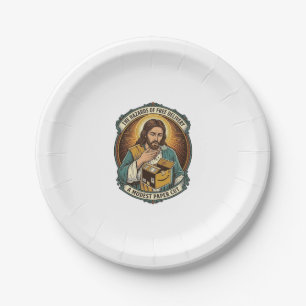 Jesus Cardboard Box Paper Cut Finger Pain Humor_1 Plate