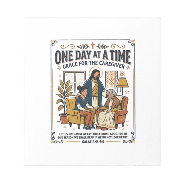 Jesus Caregiving Aging Parents Graphic Tee Christi Notepad (Front)