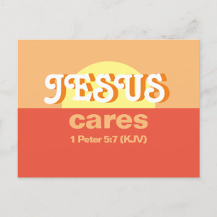 Jesus Cares. 1 Peter 5:7 (KJV) -  Invitation Postcard