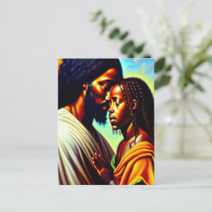 Jesus Cares Black Christian Art Postcard