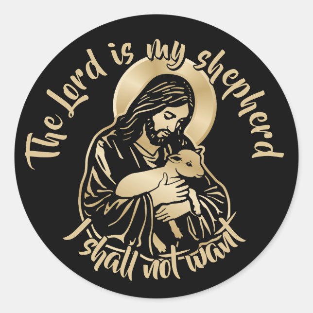 Jesus Caring Shepherd Classic Round Sticker (Front)