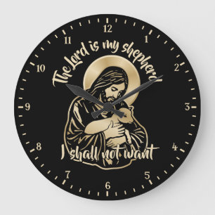 Jesus Caring Shepherd Large Clock