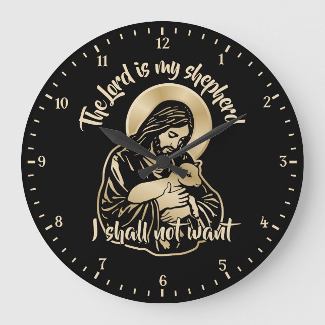 Jesus Caring Shepherd Large Clock (Front)