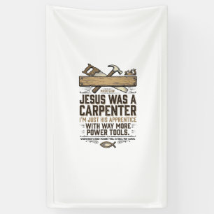 Jesus Carpenter Woodworker Apprentice Vintage Shir Banner
