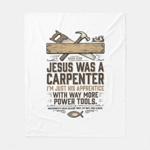 Jesus Carpenter Woodworker Apprentice Vintage Shir Fleece Blanket