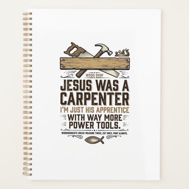 Jesus Carpenter Woodworker Apprentice Vintage Shir Planner (Front)
