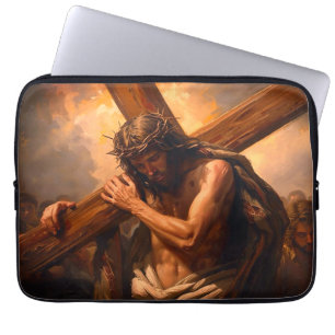 Jesus Carries The Cross Laptop Case