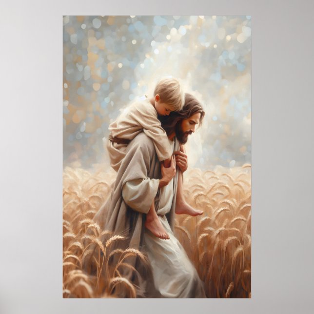 Jesus Carrying Boy Jesus and Child Jesus and Kids  Poster (Front)
