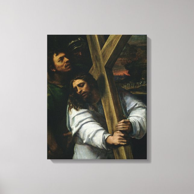 Jesus Carrying the Cross, c.1535 (oil on panel) Canvas Print (Front)