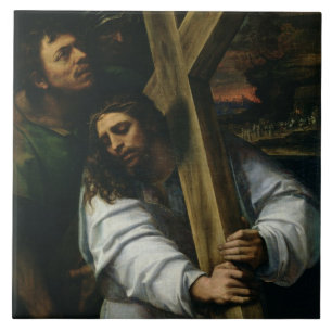 Jesus Carrying the Cross, c.1535 (oil on panel) Tile