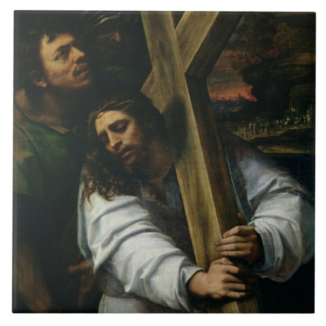 Jesus Carrying the Cross, c.1535 (oil on panel) Tile (Front)
