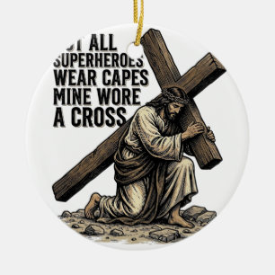 Jesus Carrying the Cross Vintage Christian Ceramic Tree Decoration