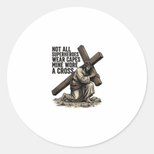 Jesus Carrying the Cross Vintage Christian Classic Round Sticker