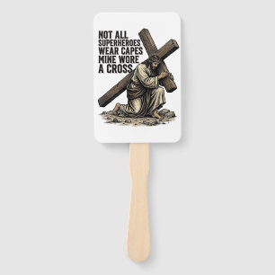 Jesus Carrying the Cross Vintage Christian Hand Fan