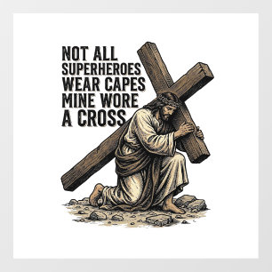 Jesus Carrying the Cross Vintage Christian Window Cling
