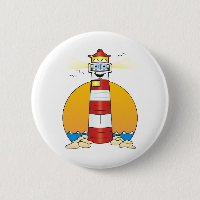 Jesus Cartoon Lighthouse 6 Cm Round Badge (Front)