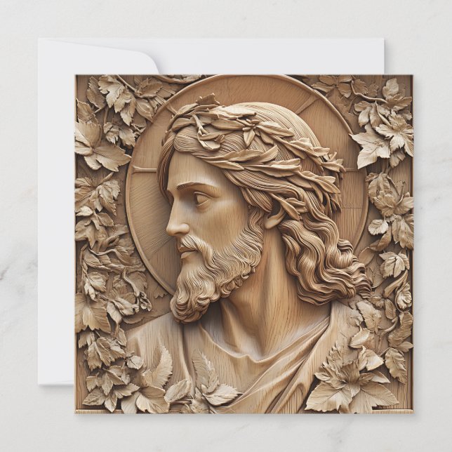 Jesus Carving Greeting Card (Front)