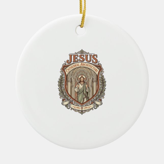 Jesus Cathedral Architecture Jesus Cathedral Archi Ceramic Tree Decoration (Front)